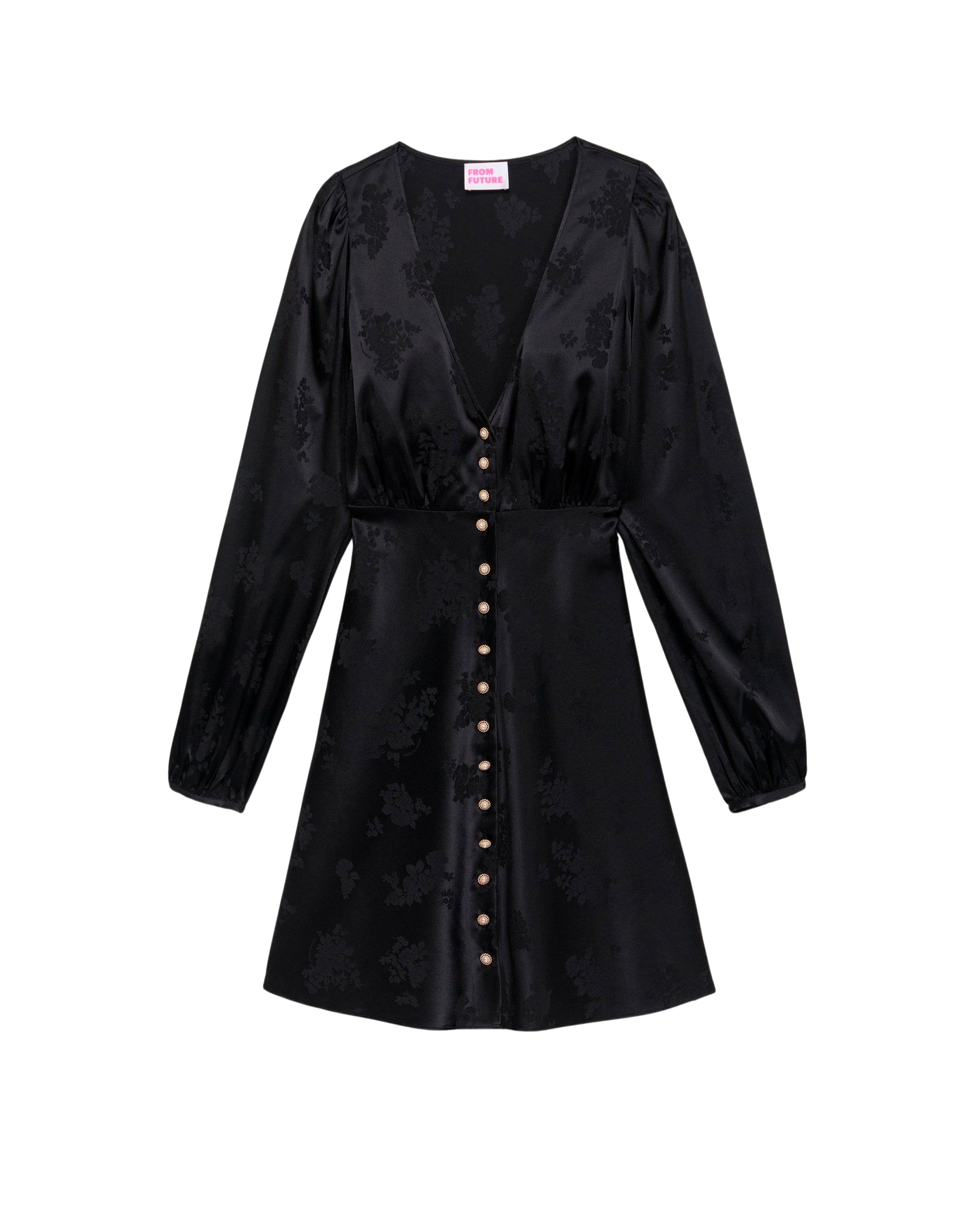 Robe courte Lana en soie - Black Jacquard