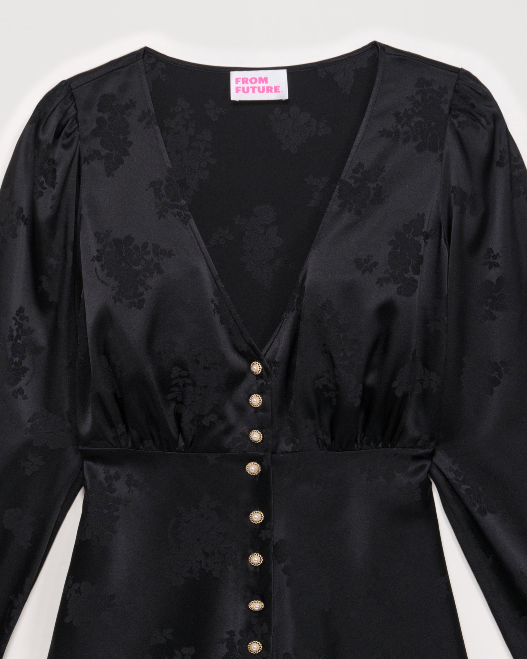 Robe courte Lana en soie - Black Jacquard
