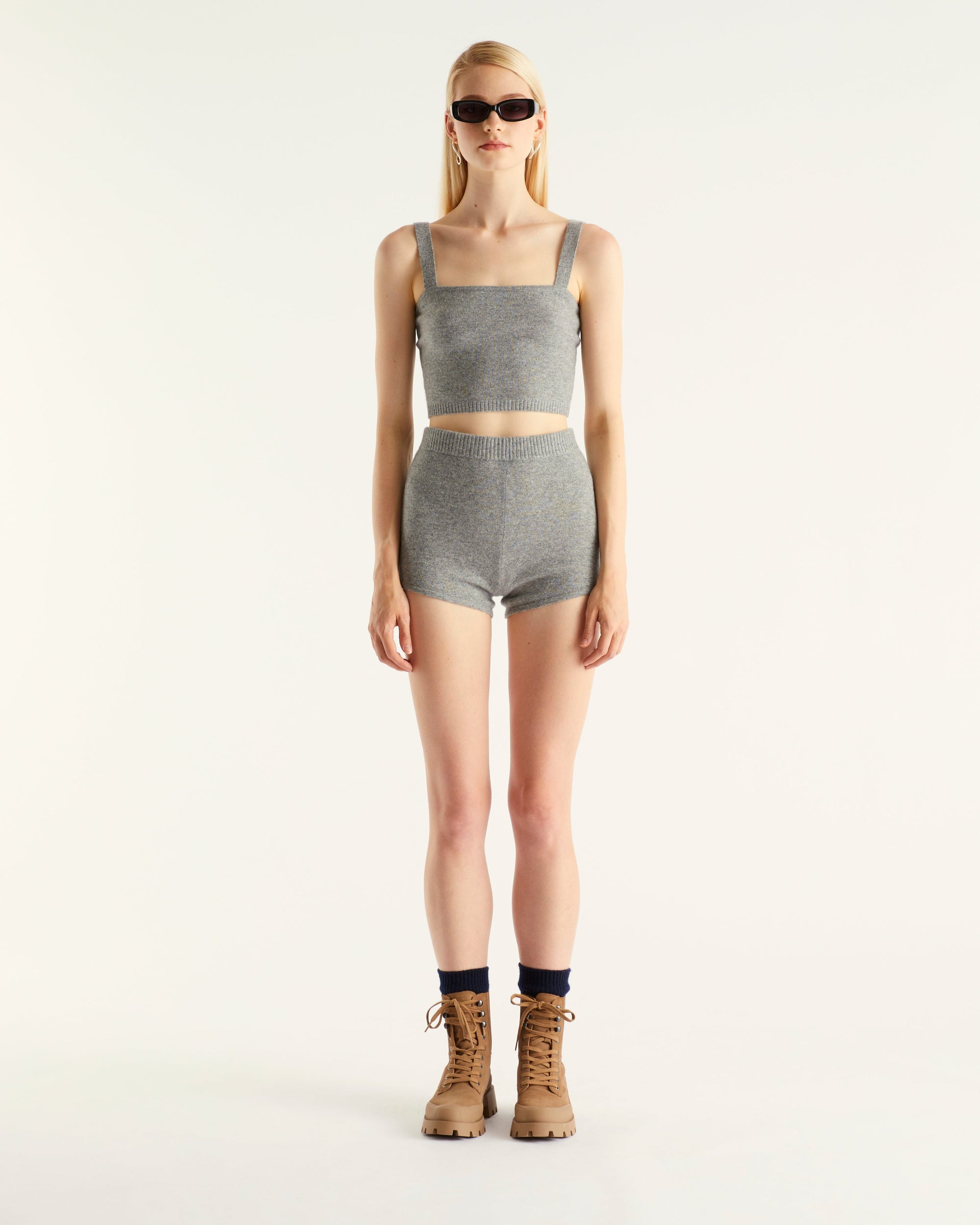 Crop top en cachemire - Dark Heather Gray