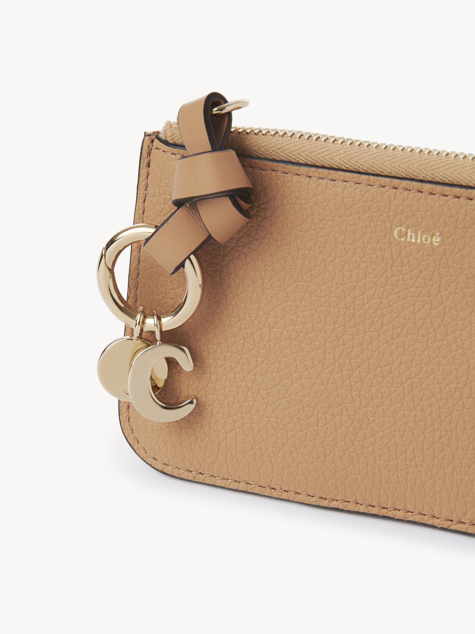 Porte-monnaie Alphabet avec fentes pour cartes en cuir - Light Tan