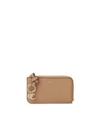 Porte-monnaie Alphabet avec fentes pour cartes en cuir - Light Tan