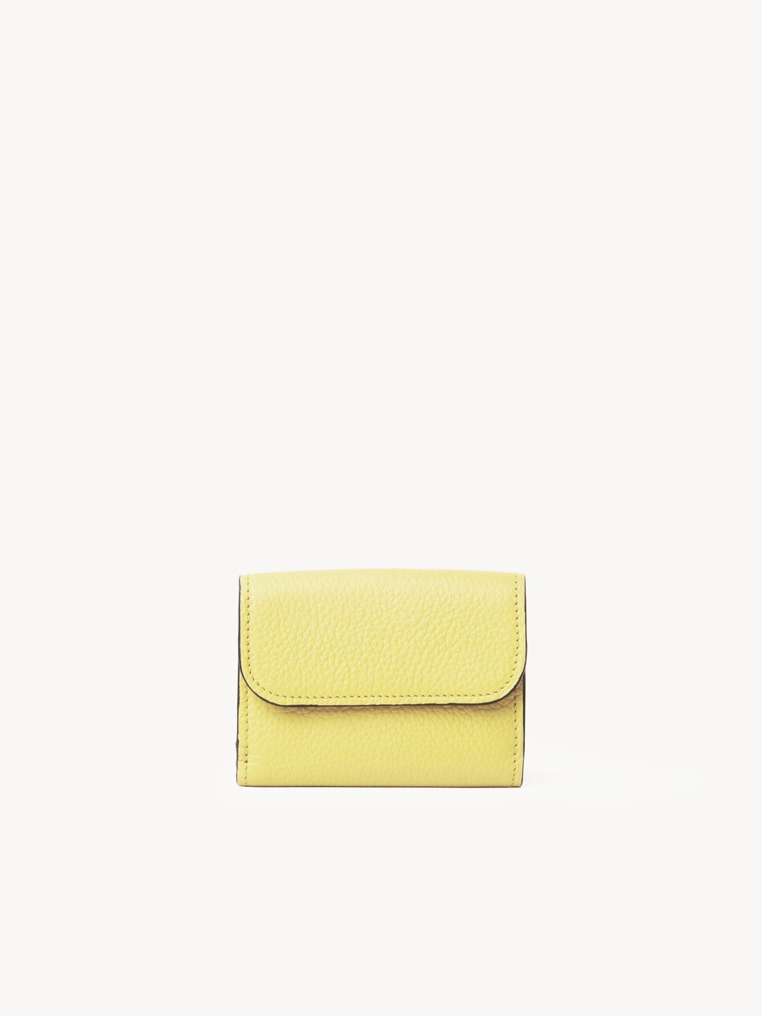 Mini portefeuille à trois volets Alphabet en cuir - Truly Yellow