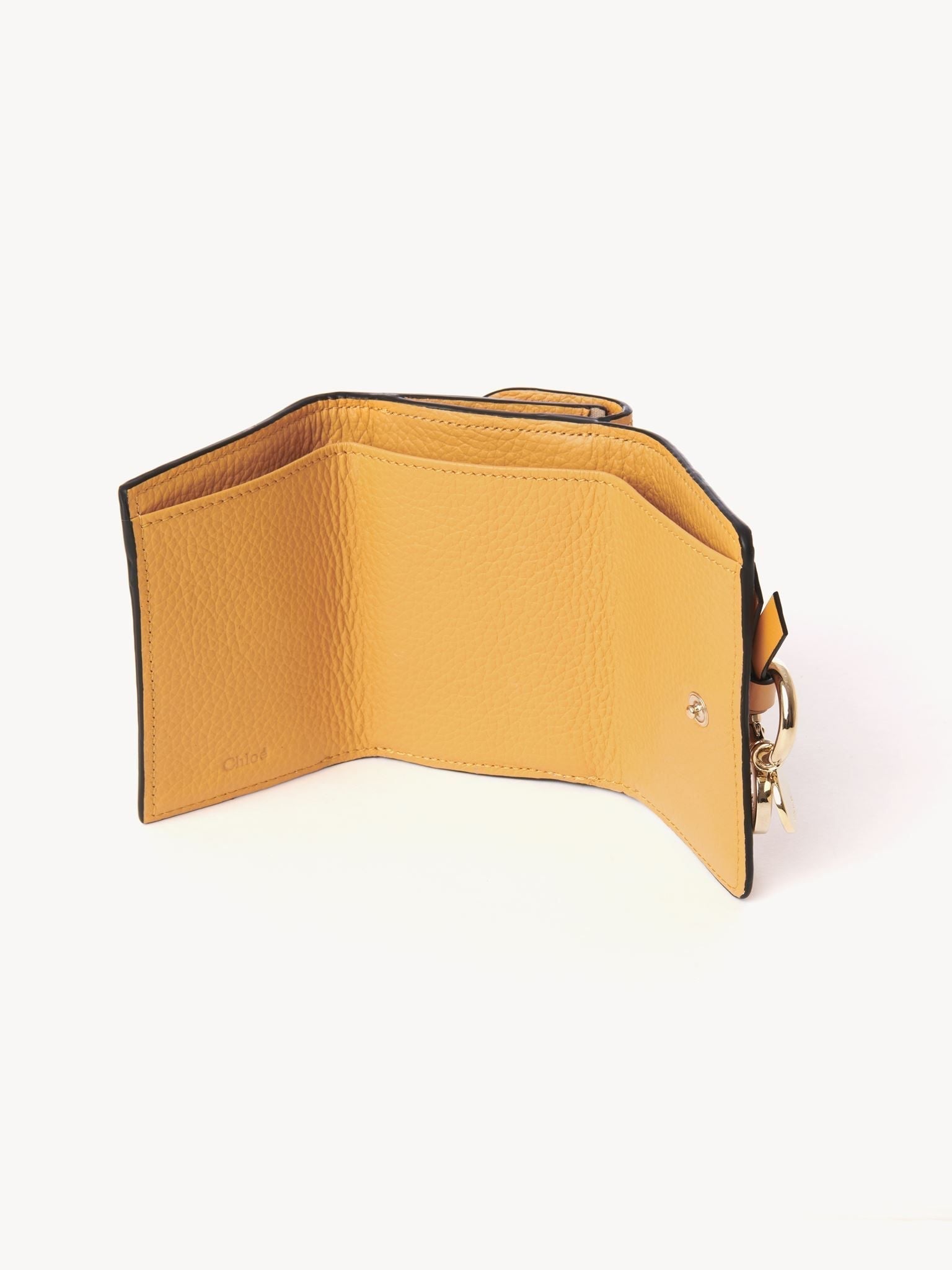 Mini portefeuille à trois volets Alphabet en cuir - Tan Apricot