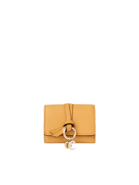 Mini portefeuille à trois volets Alphabet en cuir - Tan Apricot