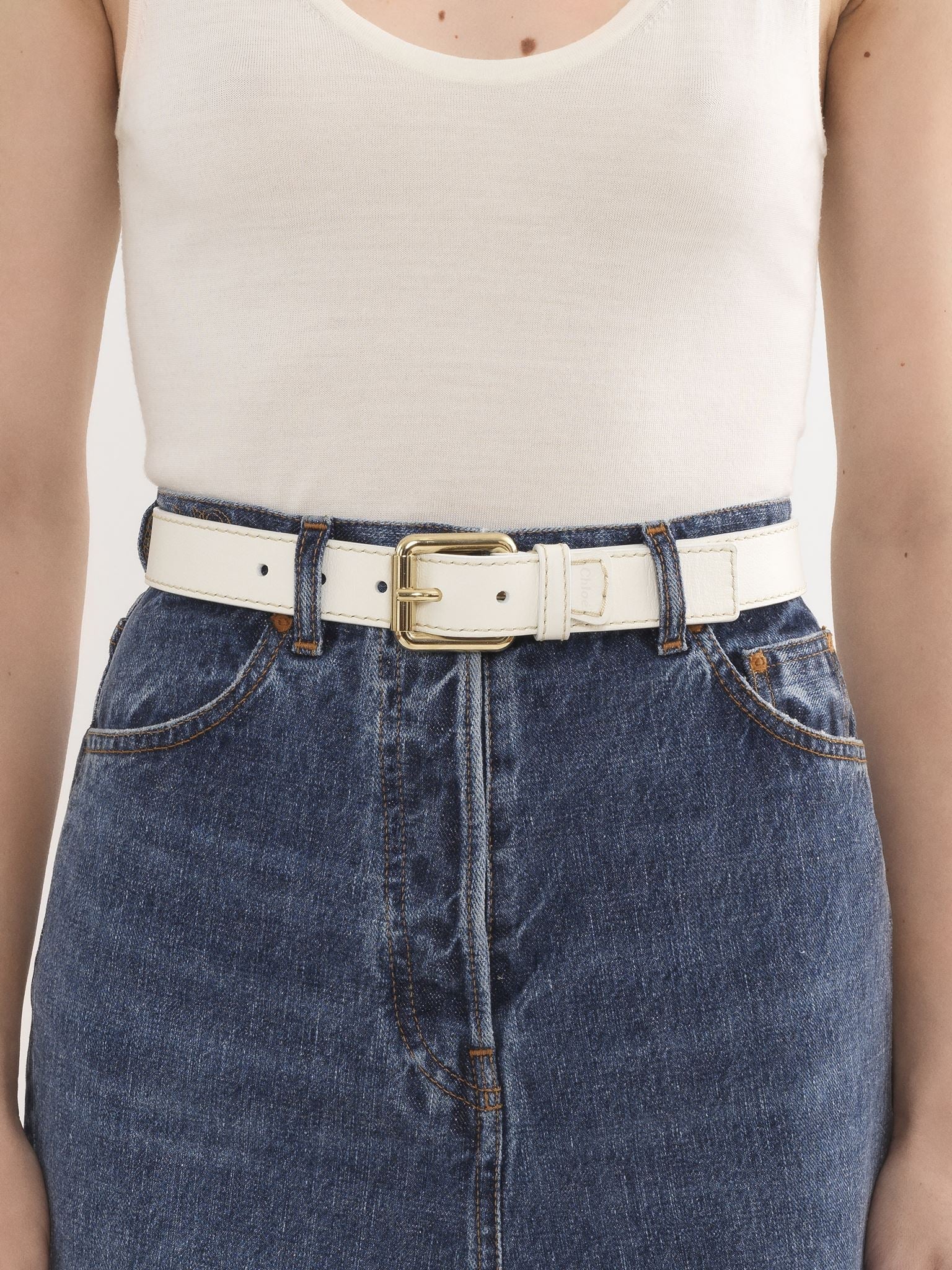 Ceinture Edith en cuir - White