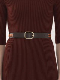 Ceinture Micah en cuir - Brown & Orange