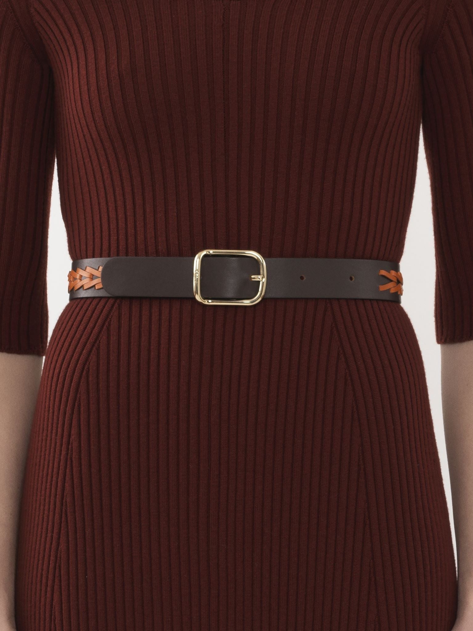 Ceinture Micah en cuir - Brown & Orange