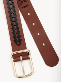 Ceinture large Micah en cuir - Brown & Black
