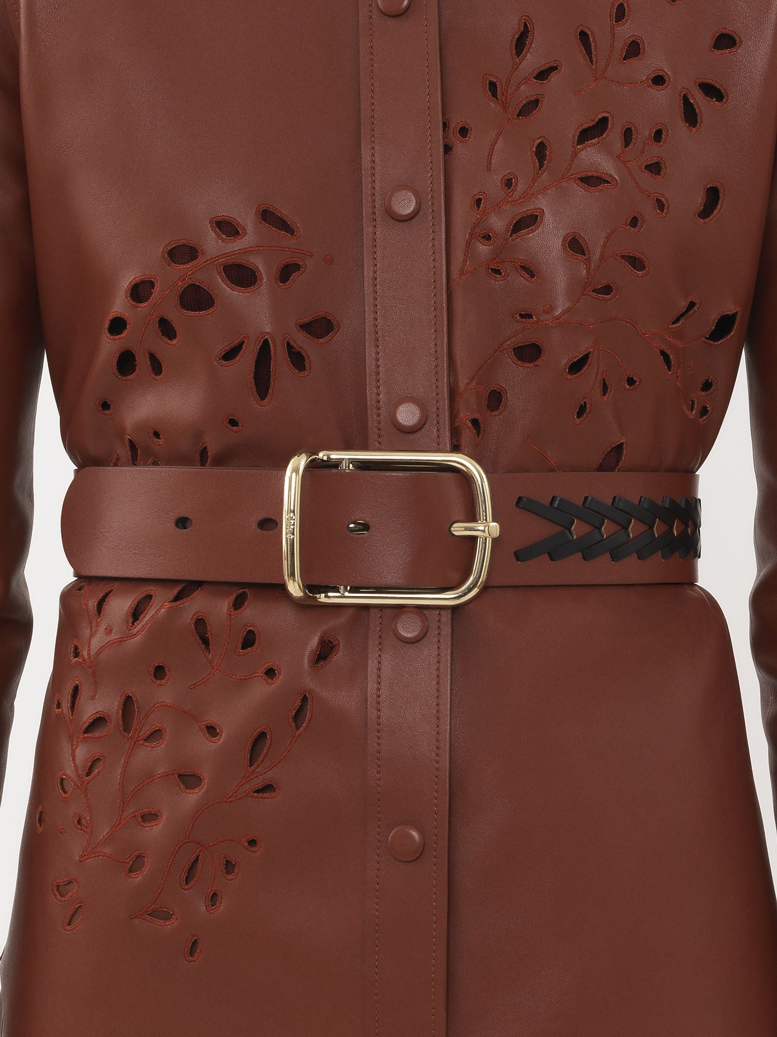 Ceinture large Micah en cuir - Brown & Black