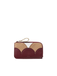 Porte-monnaie Linda avec fentes pour cartes en cuir - Dark Ruby