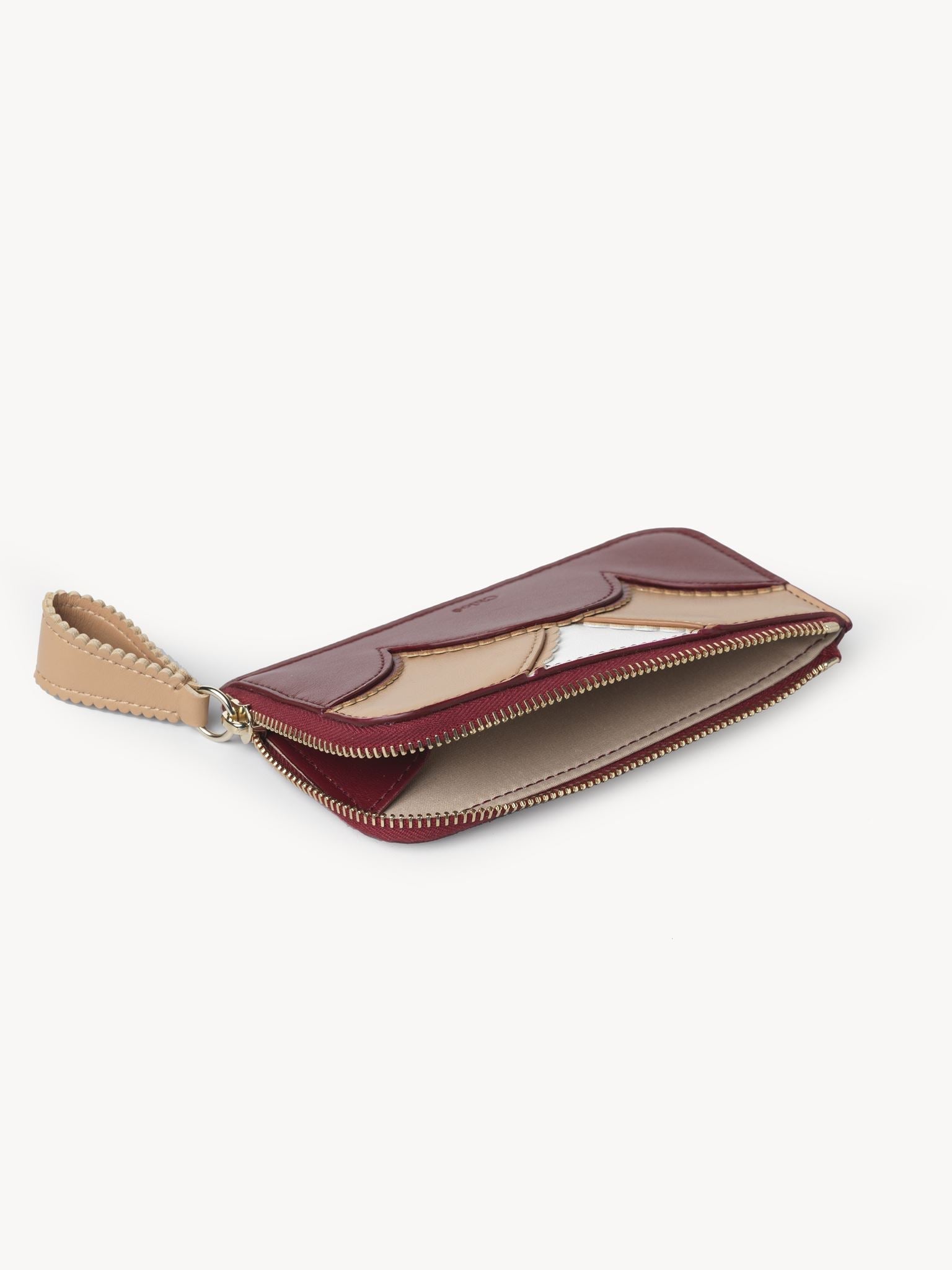 Porte-monnaie Linda avec fentes pour cartes en cuir - Dark Ruby