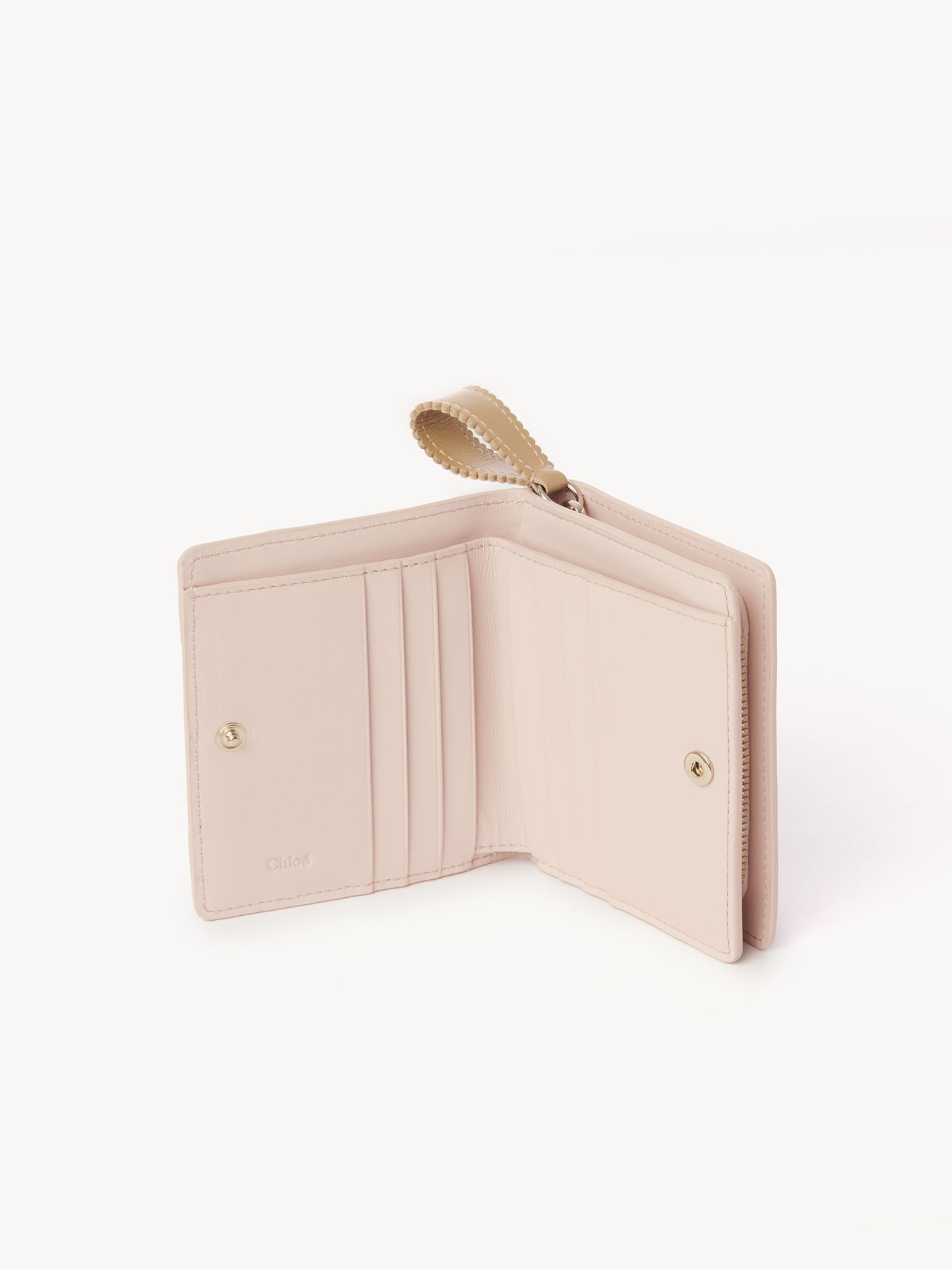 Portefeuille Linda compact en cuir - Blush Pâle