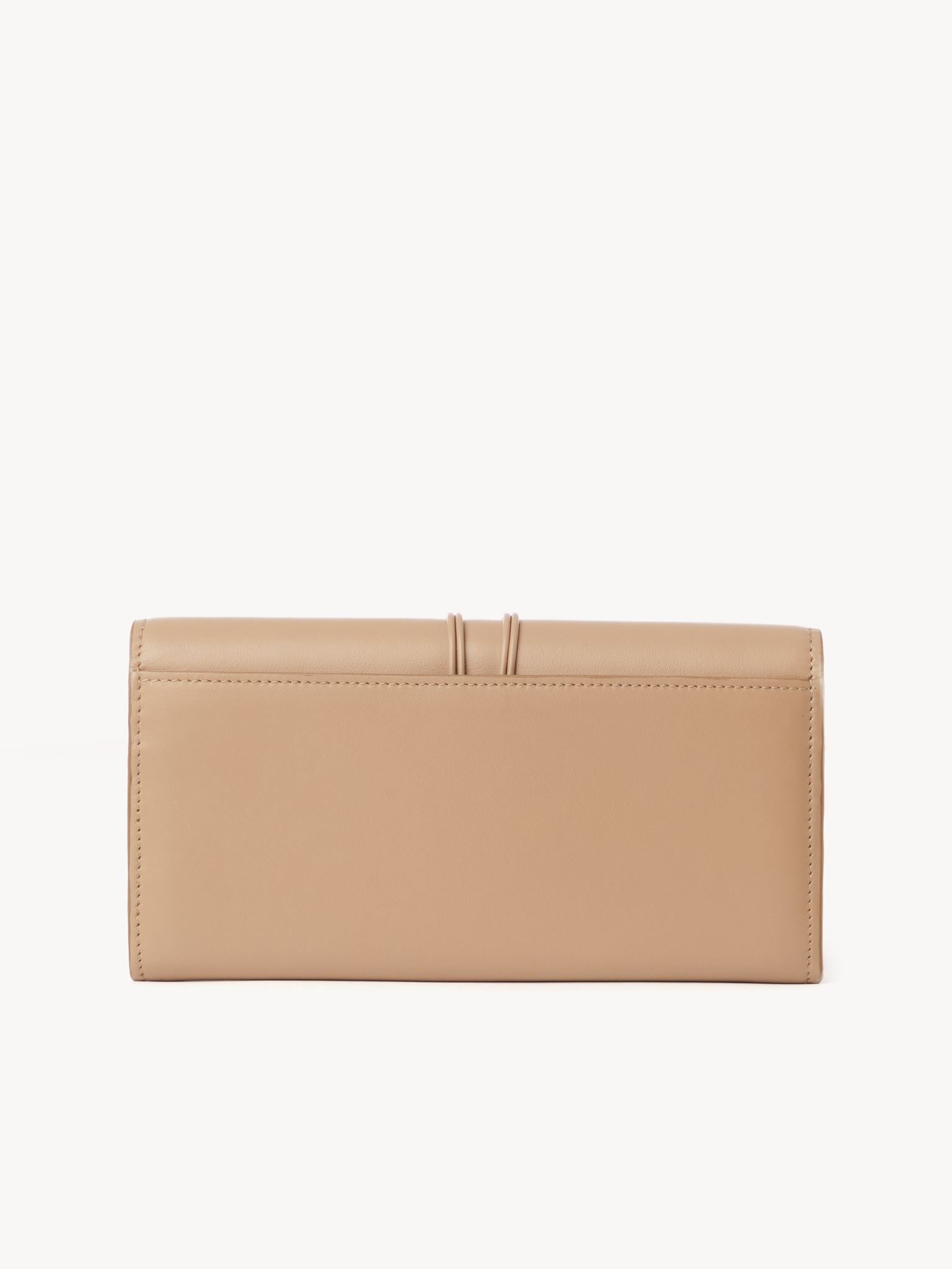 Portefeuille long à rabat Malou en cuir - Bronzage Léger