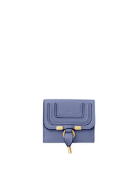 Portefeuille compact à rabat Marcie en cuir - Graphite Navy