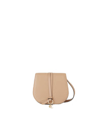 Mini sac porté épaule Alphabet en cuir - Bronzage Léger
