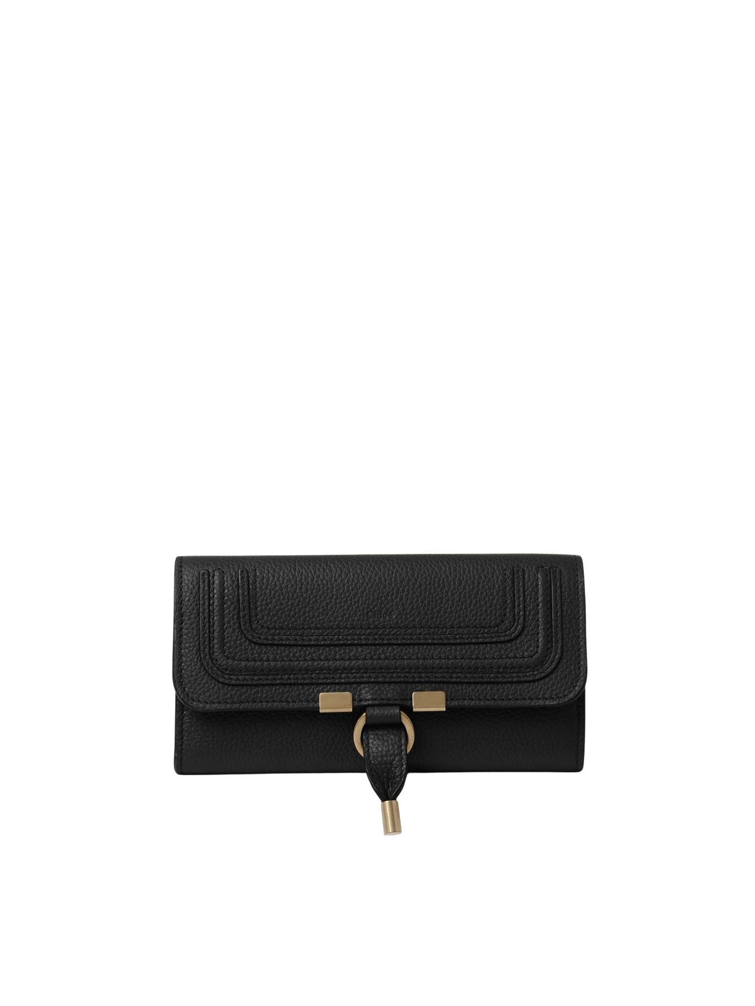 Portefeuille long à rabat Marcie en cuir - Black