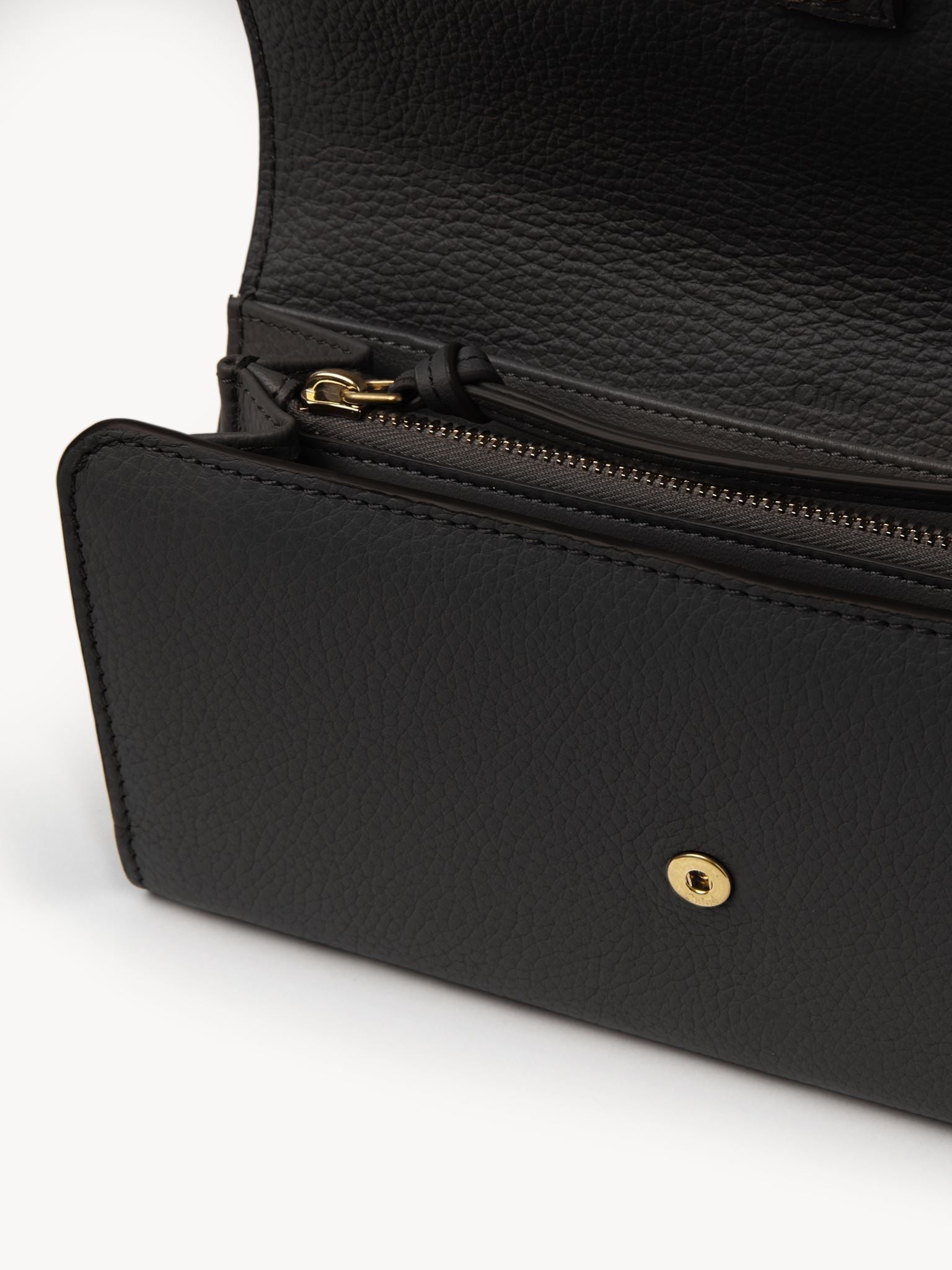 Portefeuille long à rabat Marcie en cuir - Black