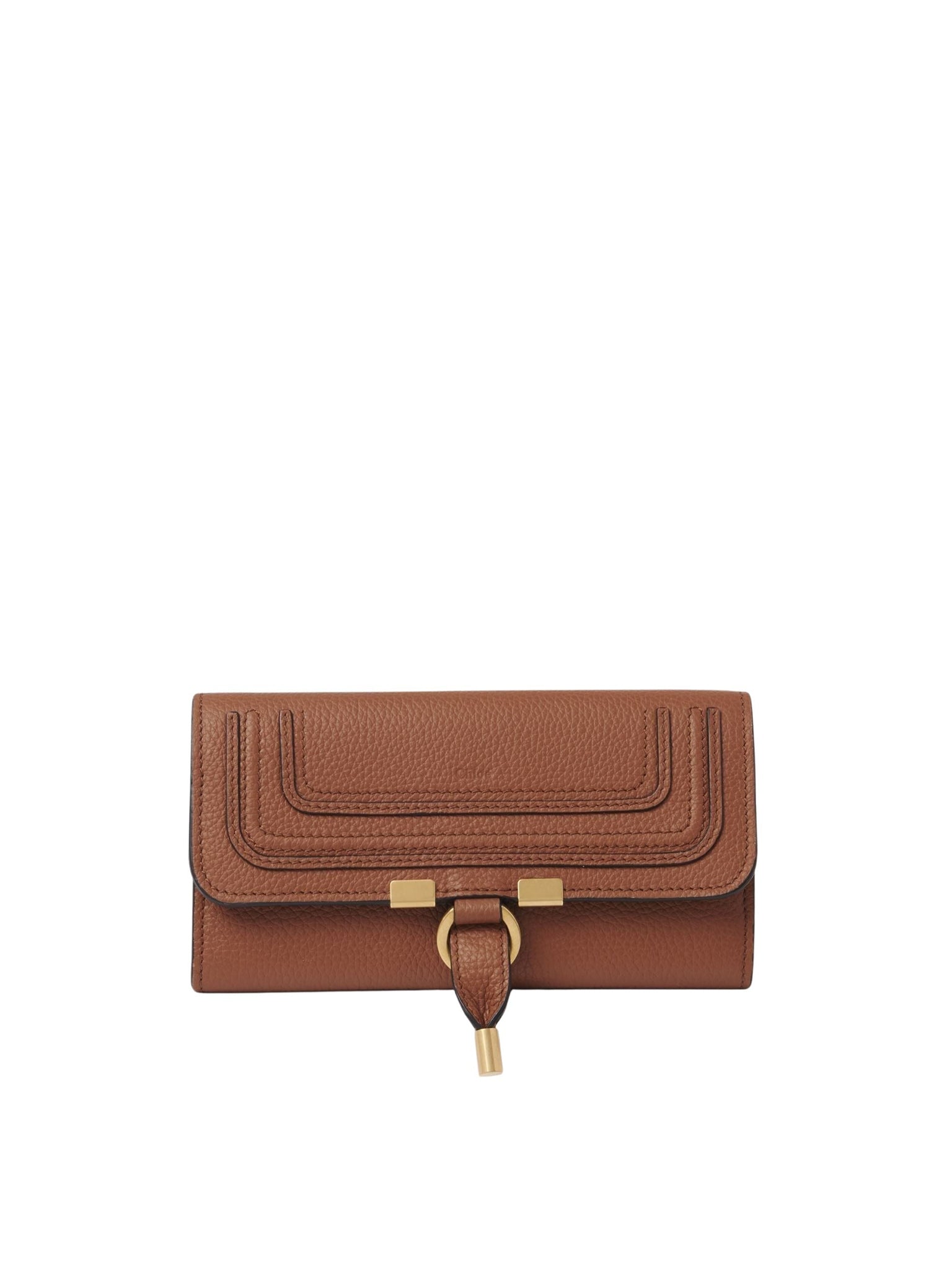 Portefeuille long à rabat Marcie en cuir - Tan