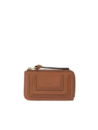 Porte-monnaie Marcie avec fentes pour cartes en cuir - Tan