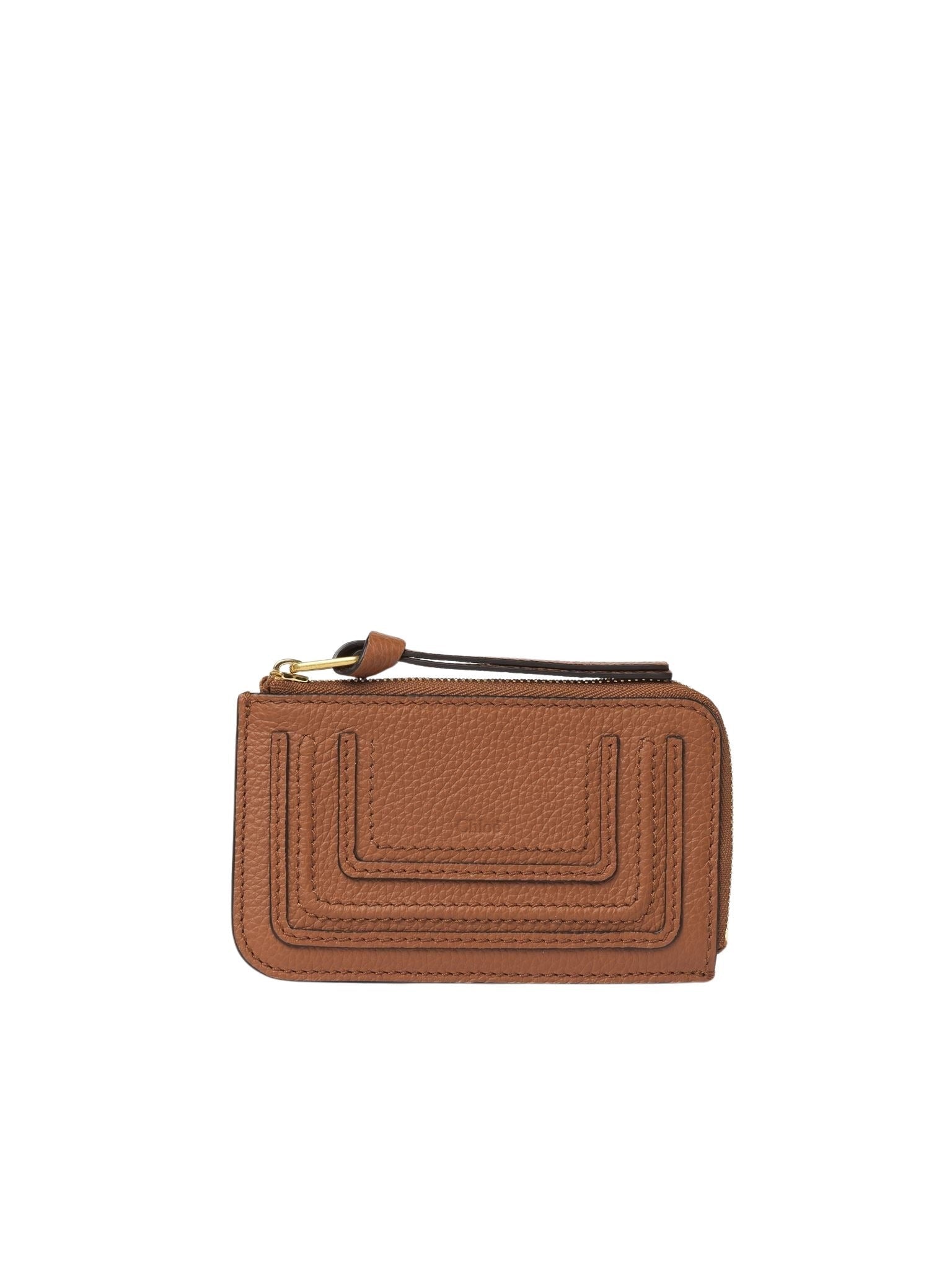 Porte-monnaie Marcie avec fentes pour cartes en cuir - Tan