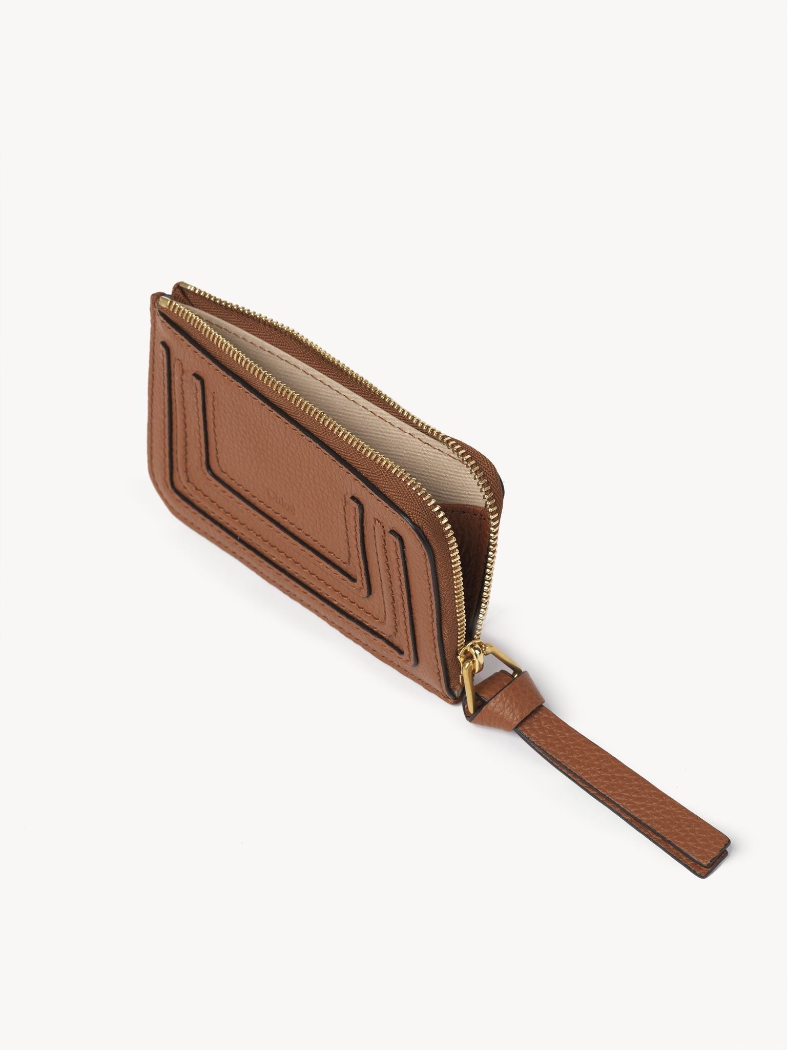 Porte-monnaie Marcie avec fentes pour cartes en cuir - Tan