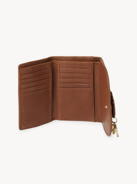 Portefeuille compact Hana en cuir - Caramello