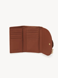 Portefeuille compact Hana en cuir - Caramello