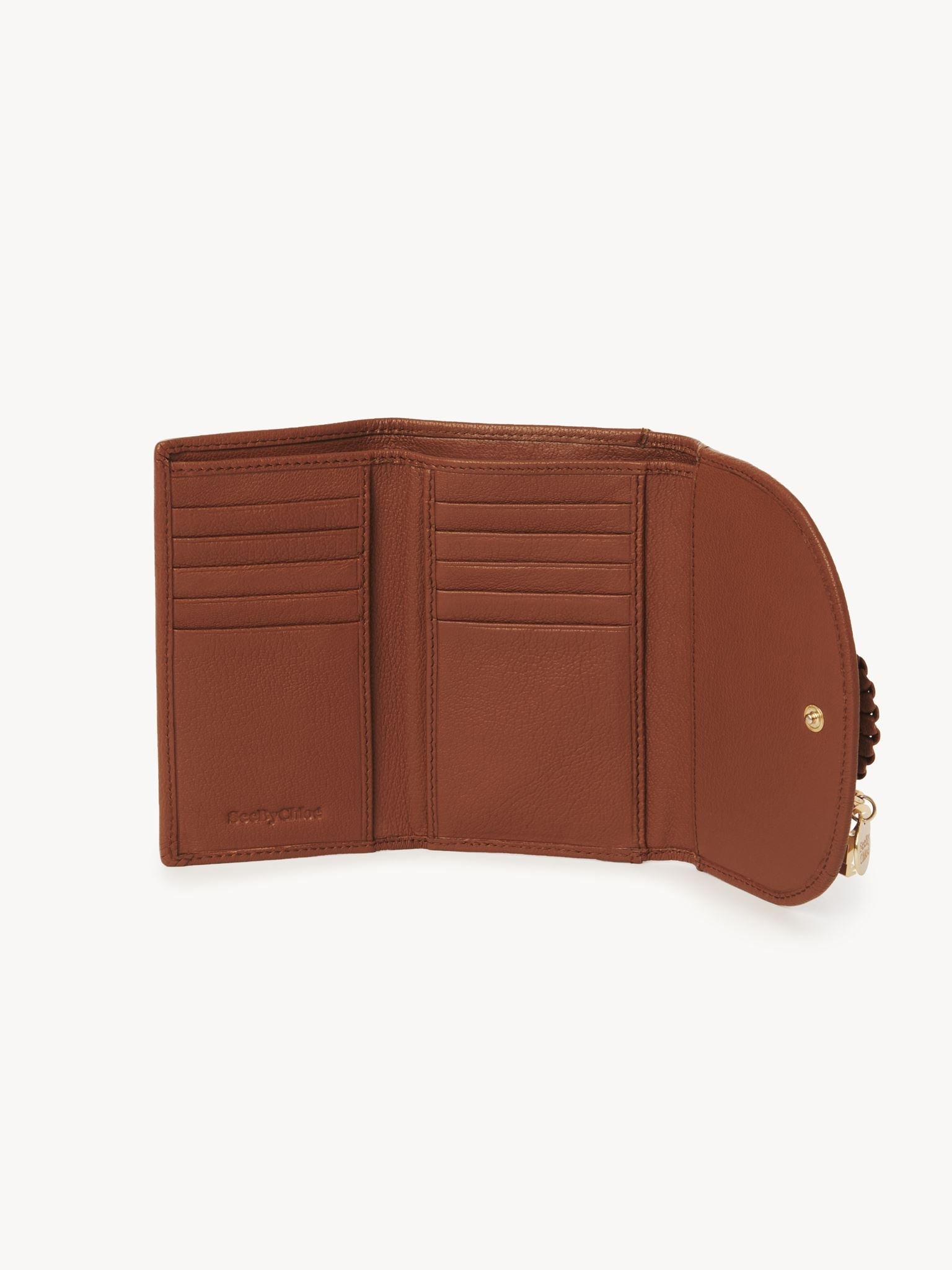 Portefeuille compact Hana en cuir - Caramello