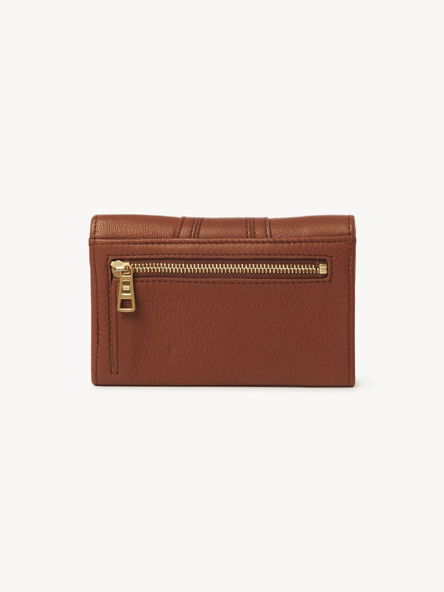 Portefeuille compact Hana en cuir - Caramello