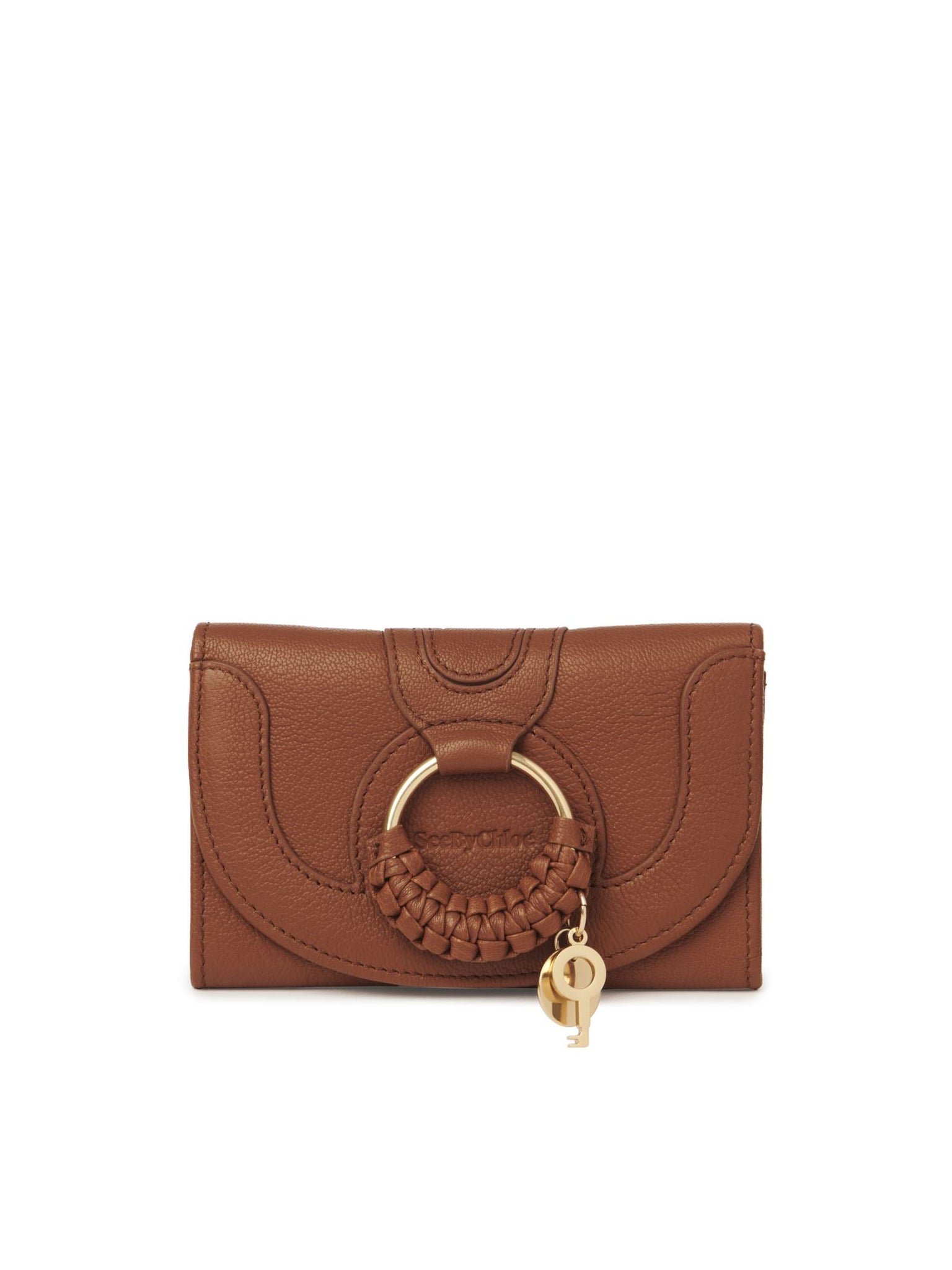 Portefeuille compact Hana en cuir - Caramello