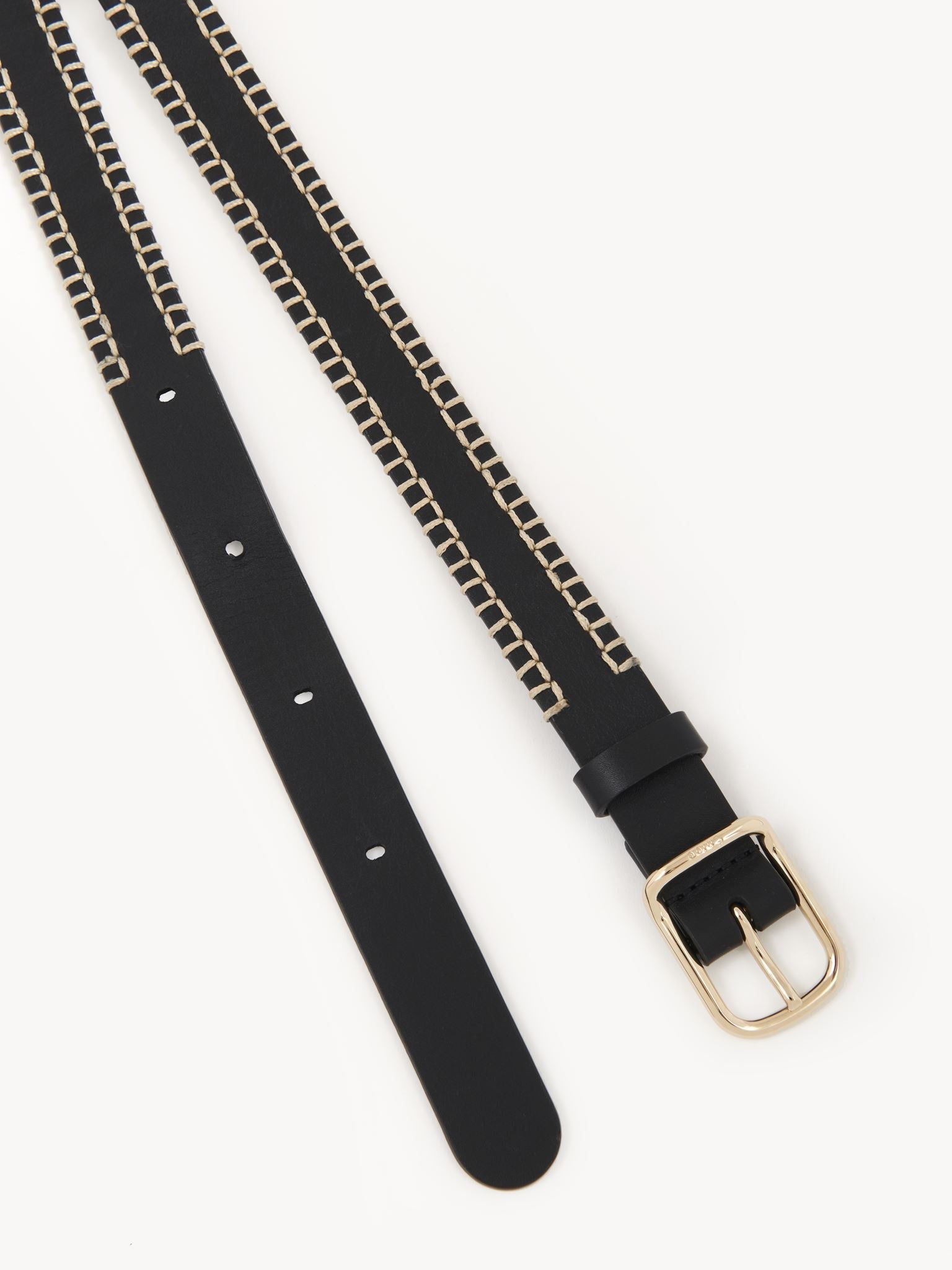 Ceinture Louela surpiqué en cuir - Black