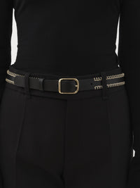 Ceinture Louela surpiqué en cuir - Black