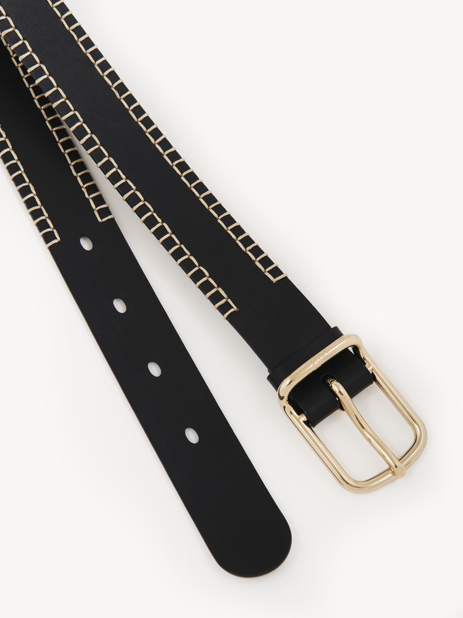 Ceinture moyenne Louela en cuir - Black