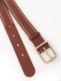 Ceinture moyenne Louela en cuir - Brun Sépia