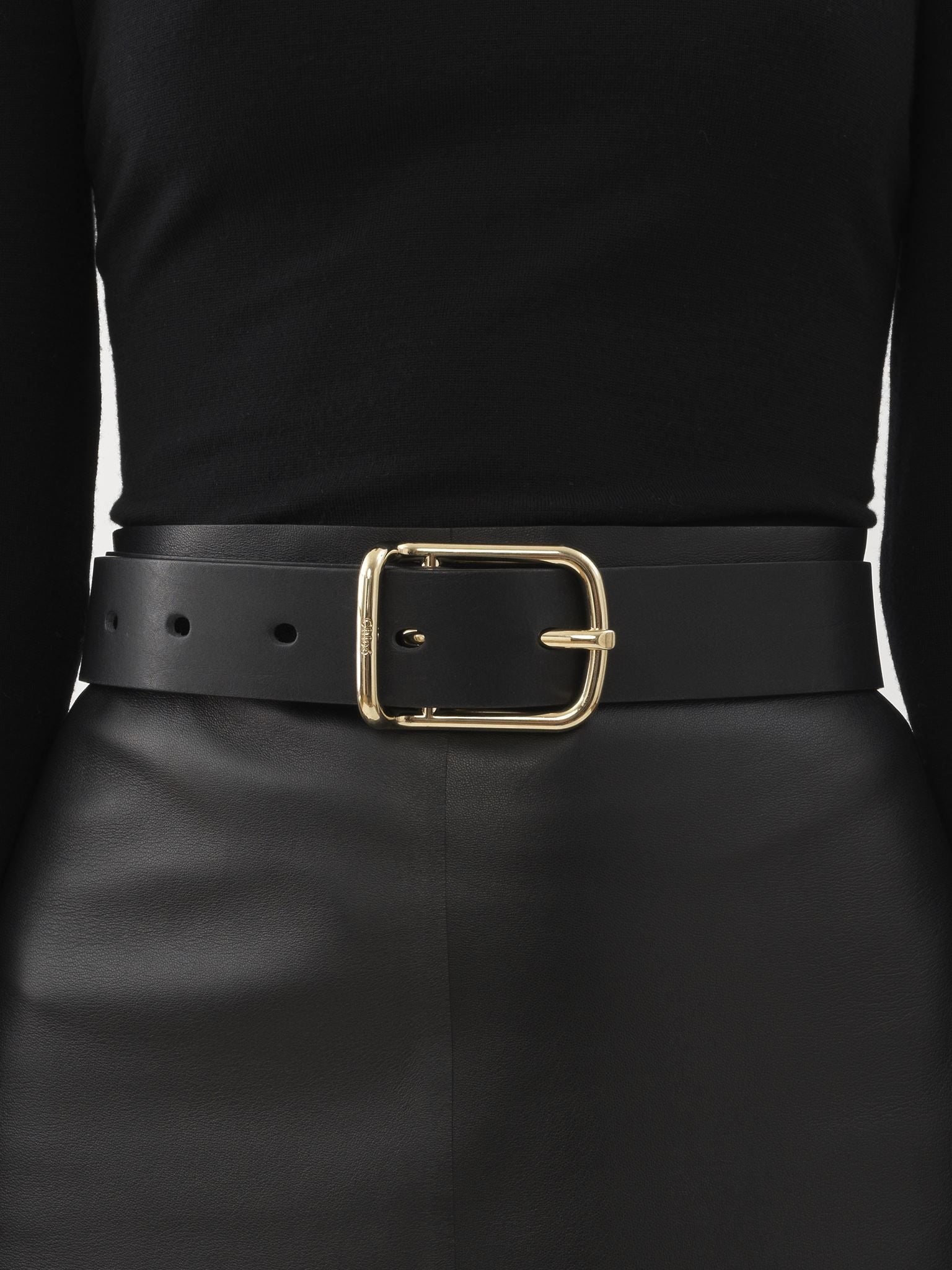 Ceinture moyenne Joe en cuir - Black