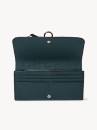 Portefeuille long à rabat Alphabet en cuir - Dark Emerald