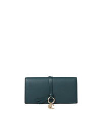 Portefeuille long à rabat Alphabet en cuir - Dark Emerald