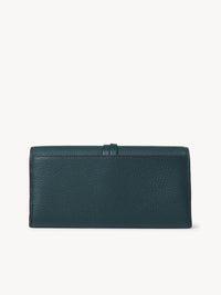 Portefeuille long à rabat Alphabet en cuir - Dark Emerald