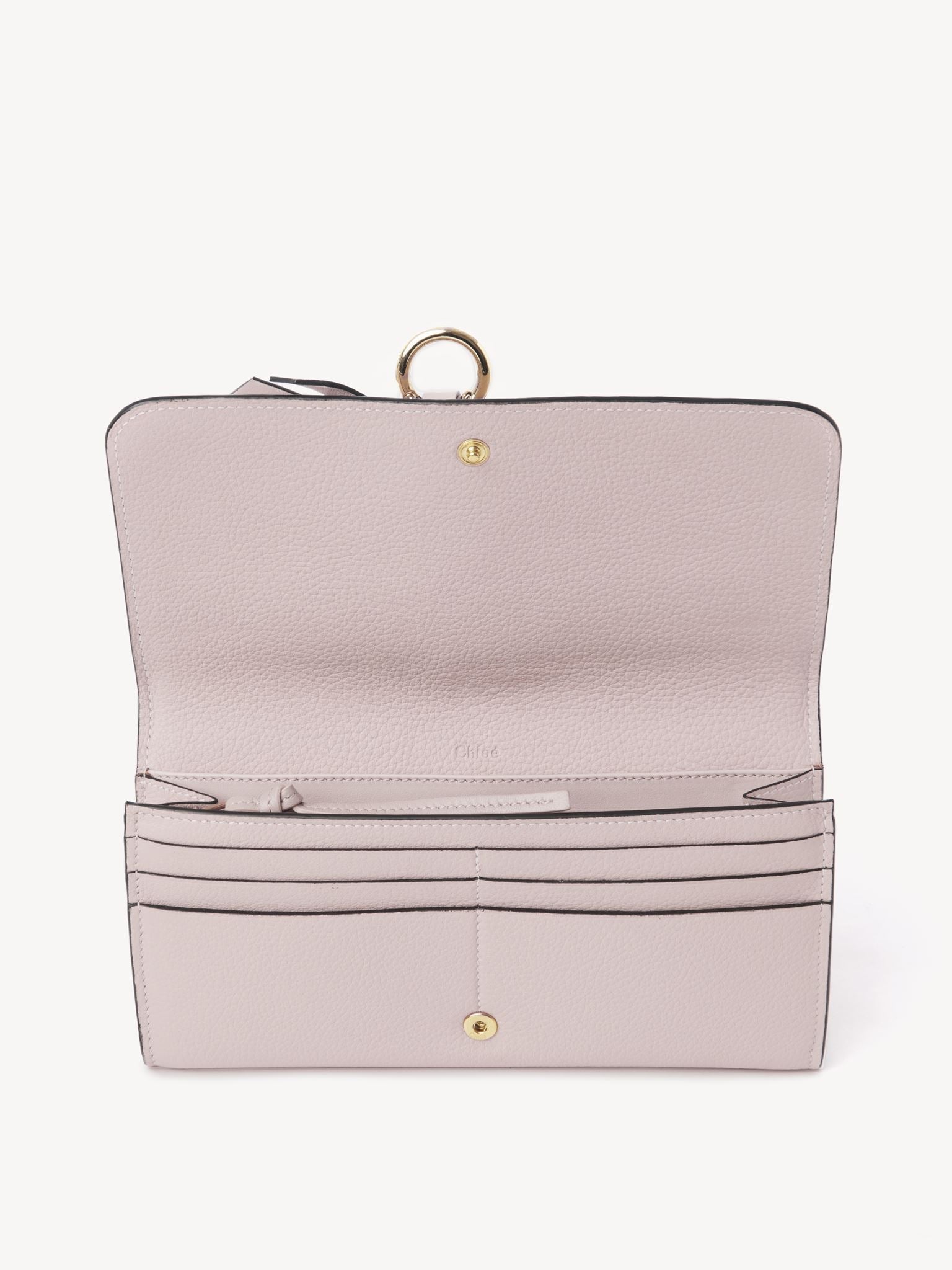 Portefeuille long à rabat Alphabet en cuir - Misty Lavender