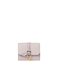 Portefeuille compact à trois volets Alphabet en cuir - Misty Lavender