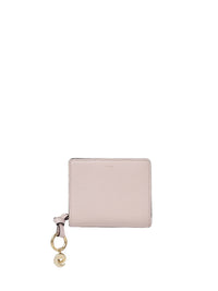 Portefeuille compact zippé Alphabet en cuir - Misty Lavender