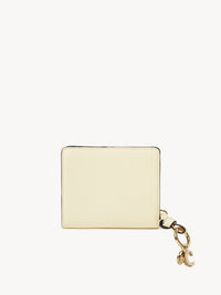 Portefeuille compact zippé Alphabet en cuir - Porcelain Yellow