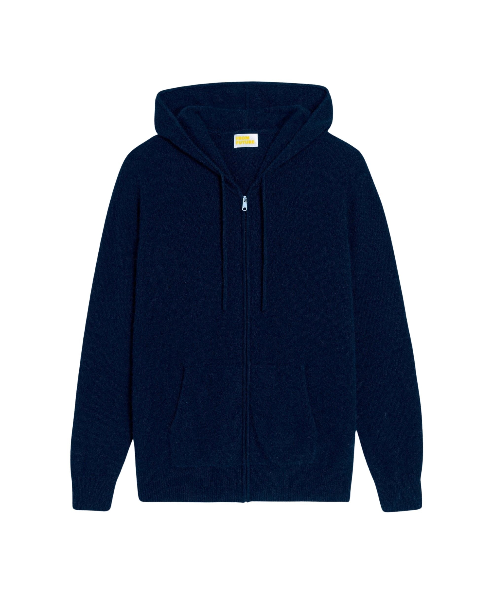 Hoodie zippé Light en cachemire - Navy