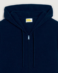 Hoodie zippé Light en cachemire - Navy
