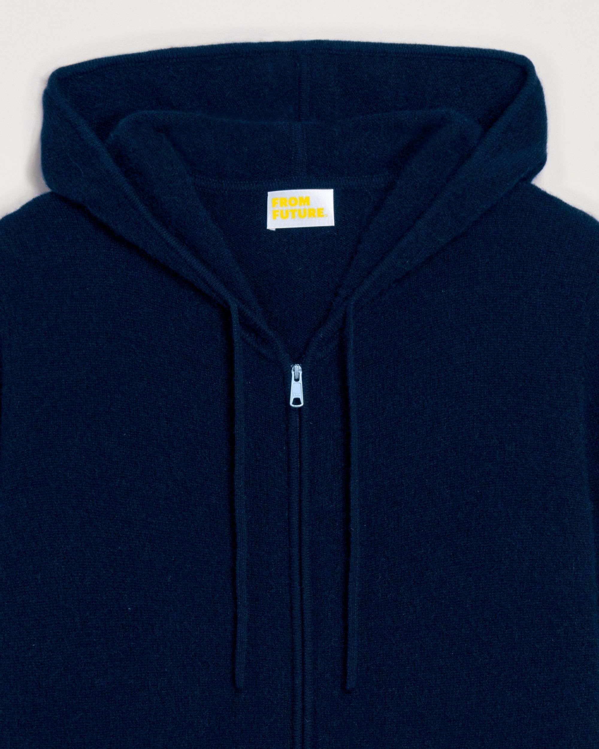 Hoodie zippé Light en cachemire - Navy