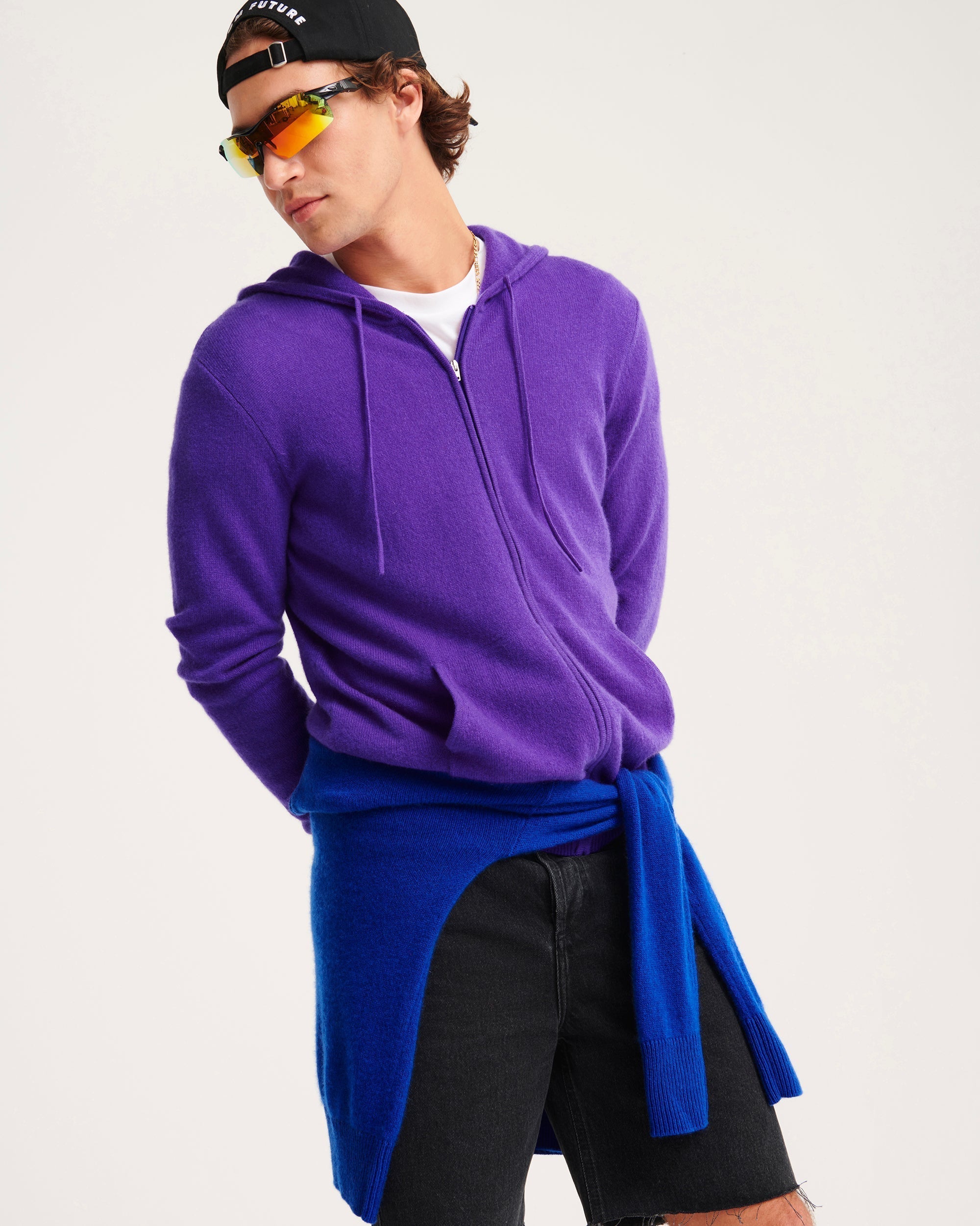 Hoodie zippé Light en cachemire - Neon Purple