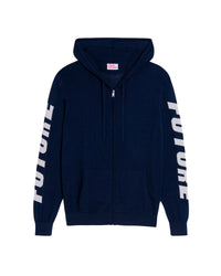 Hoodie zippé Future à poches en laine mérinos - Navy