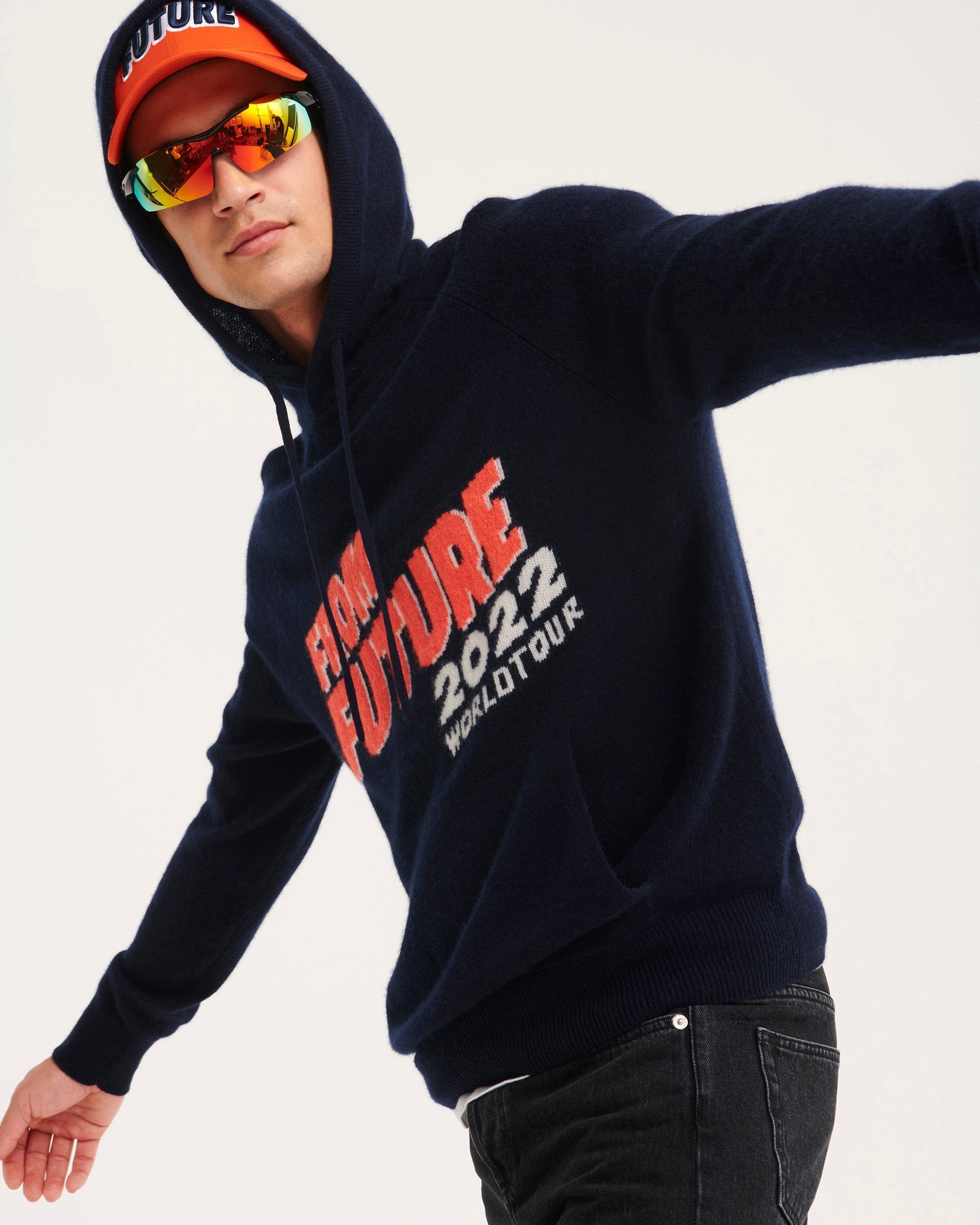 Hoodie World Tour en cachemire - Navy