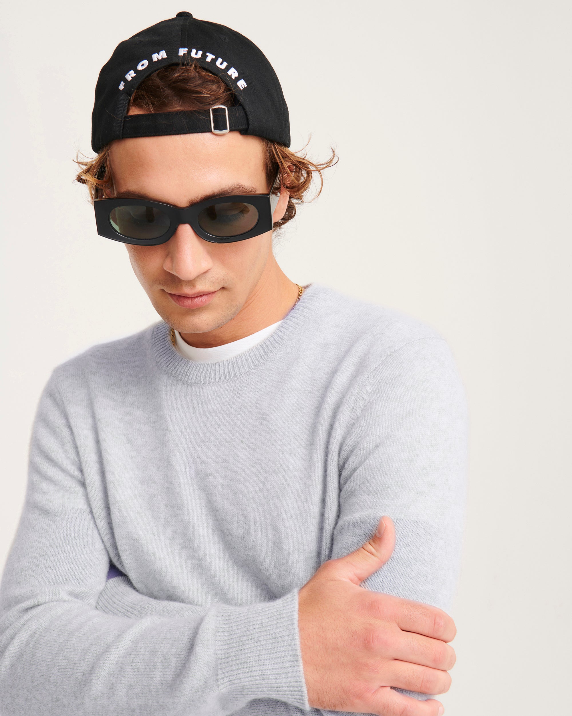 Pull Light à col rond en cachemire - Light Heather Gray