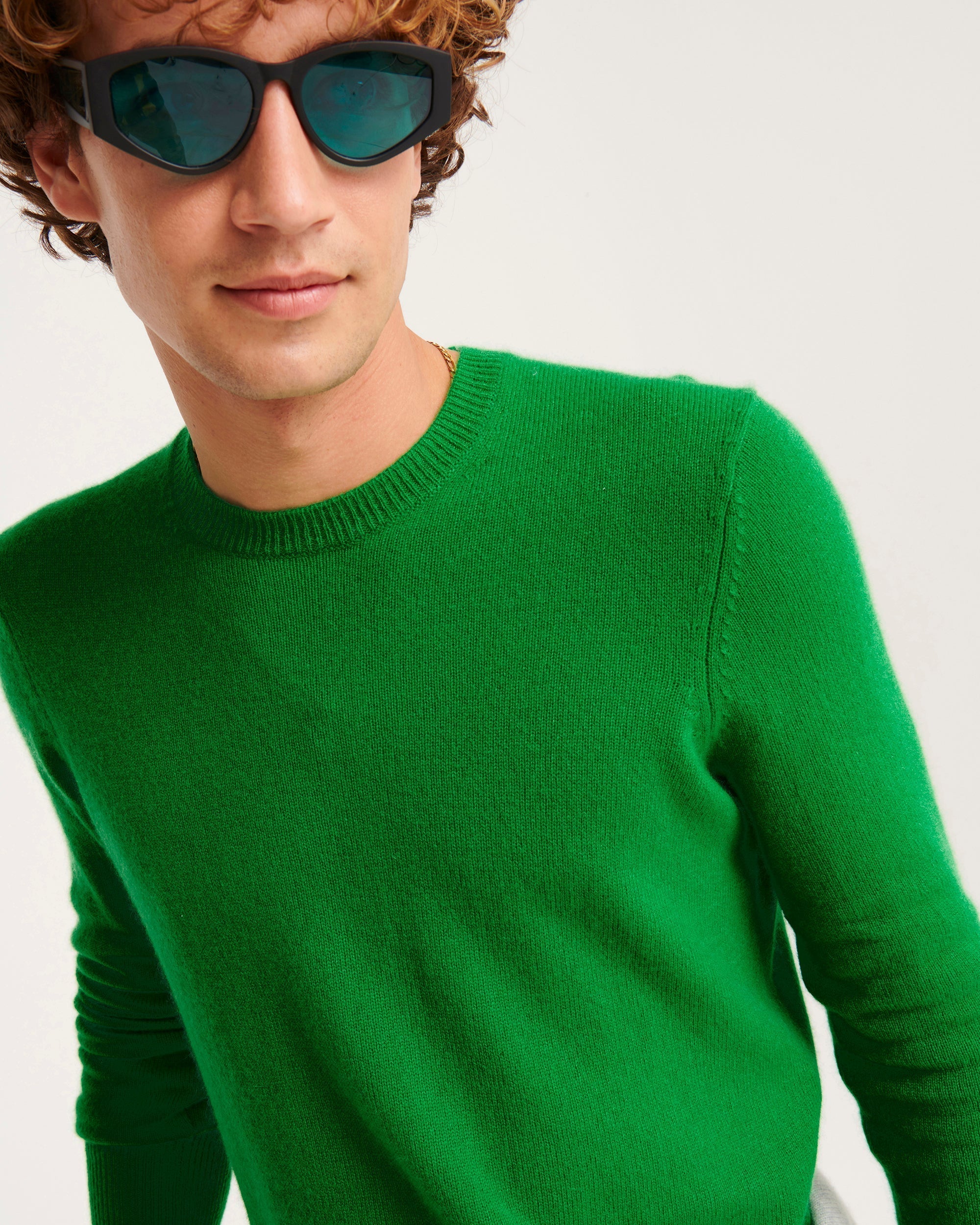 Pull Light à col rond en cachemire - Summer Green